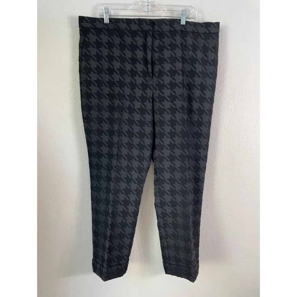 NEW Ann Taylor Womens Plus 18 Houndstooth High‎ Rise Slim Leg Ankle Pants